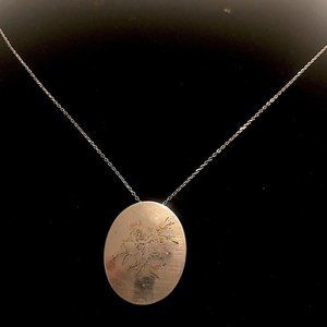 REED &Barton Damascene Oval Pendant on 925 Chain 18” &1”